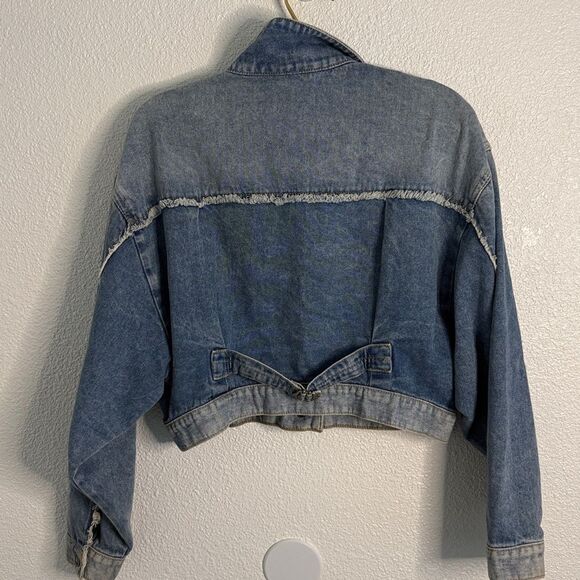 Free People Bedford Distressed Medium Wash Cropped Jacket Size XS - Picture 9 of 11